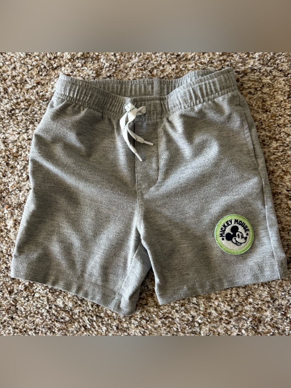Janie and Jack Mickey Mouse Gray Knit Drawstring Shorts for Kids